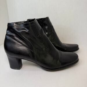 Franco Sarto Macon Block Heeled Leather Ankle Boots Black Women's Size 7.5
